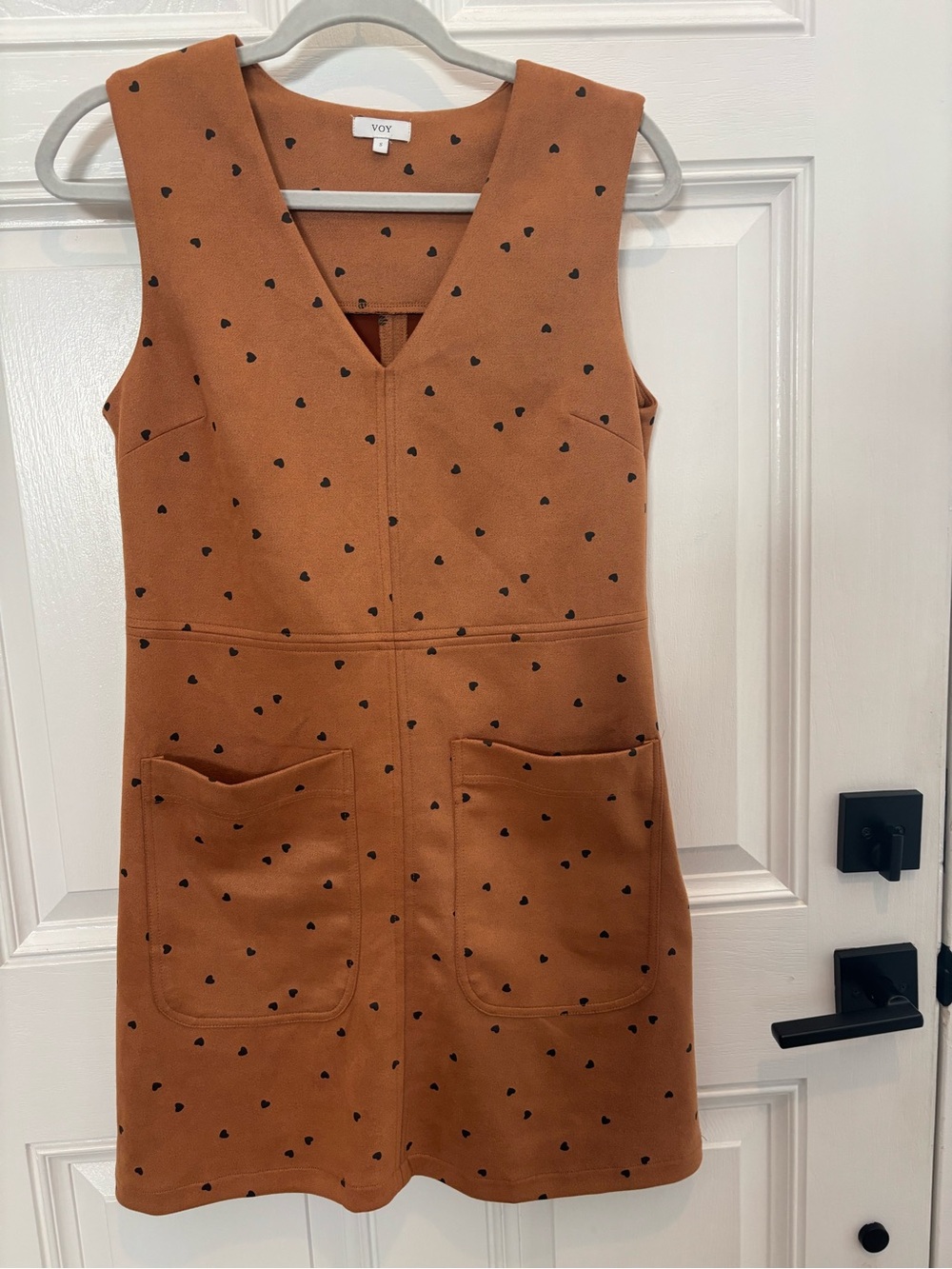 VOY NWOT mini faux suede Dress with hearts  Size S  festival jumper Vegan